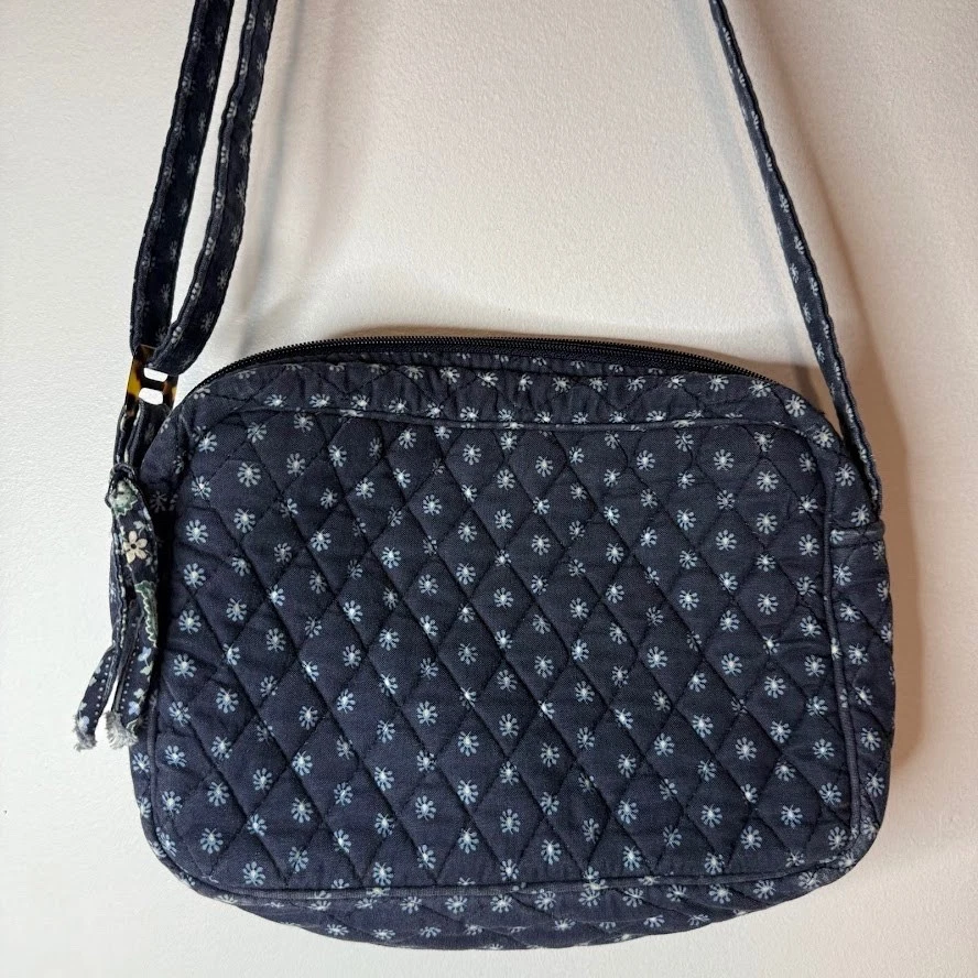 Винтажный Vera Bradley сняты с производства синий пейсли Daisy через плечо сумочка сумка 90-х сделано в США - Изображение 4 из 4