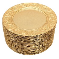 100 Pcs Round Charger Plates, 13inch Decorative Dinner Charger Plates Set, Pl...