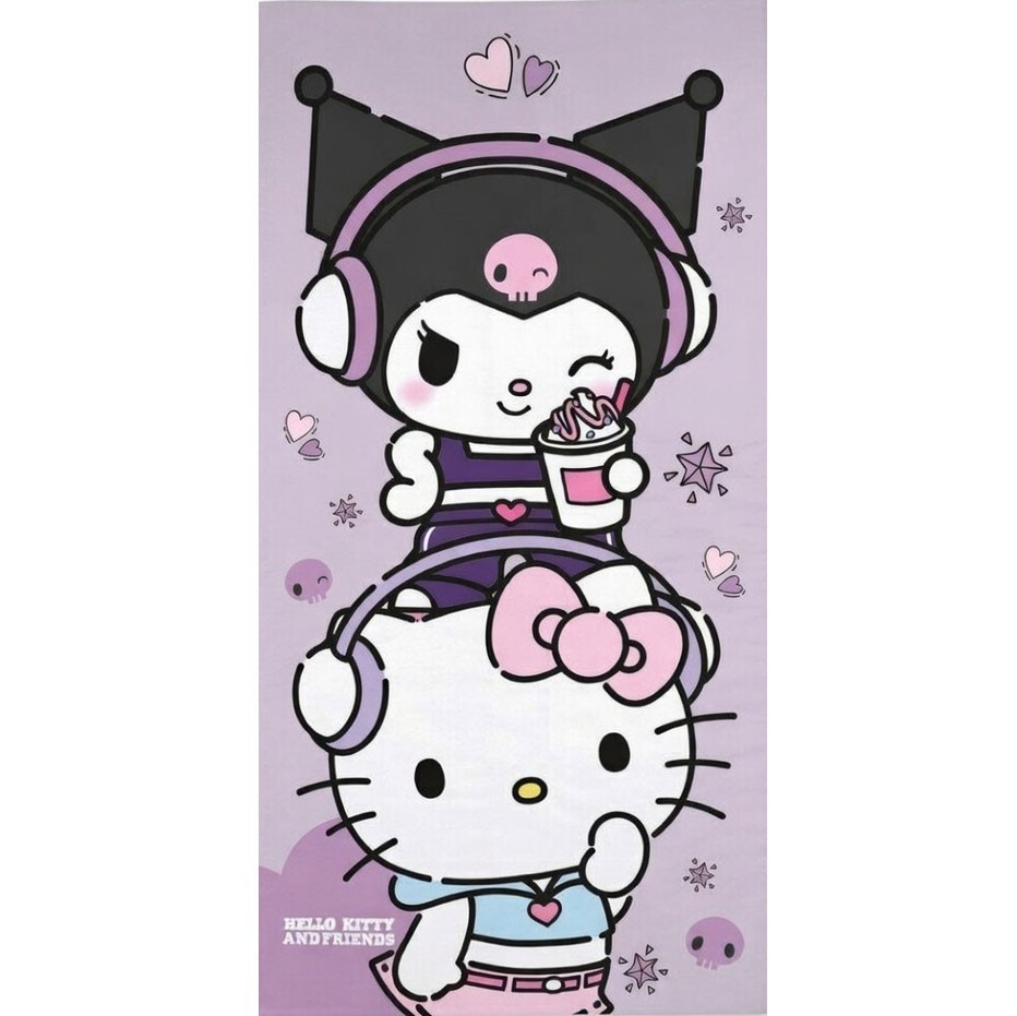 Hello Kitty and Friends Bath Beach towel 140 x 70 cm FAST DRY - Kuromi