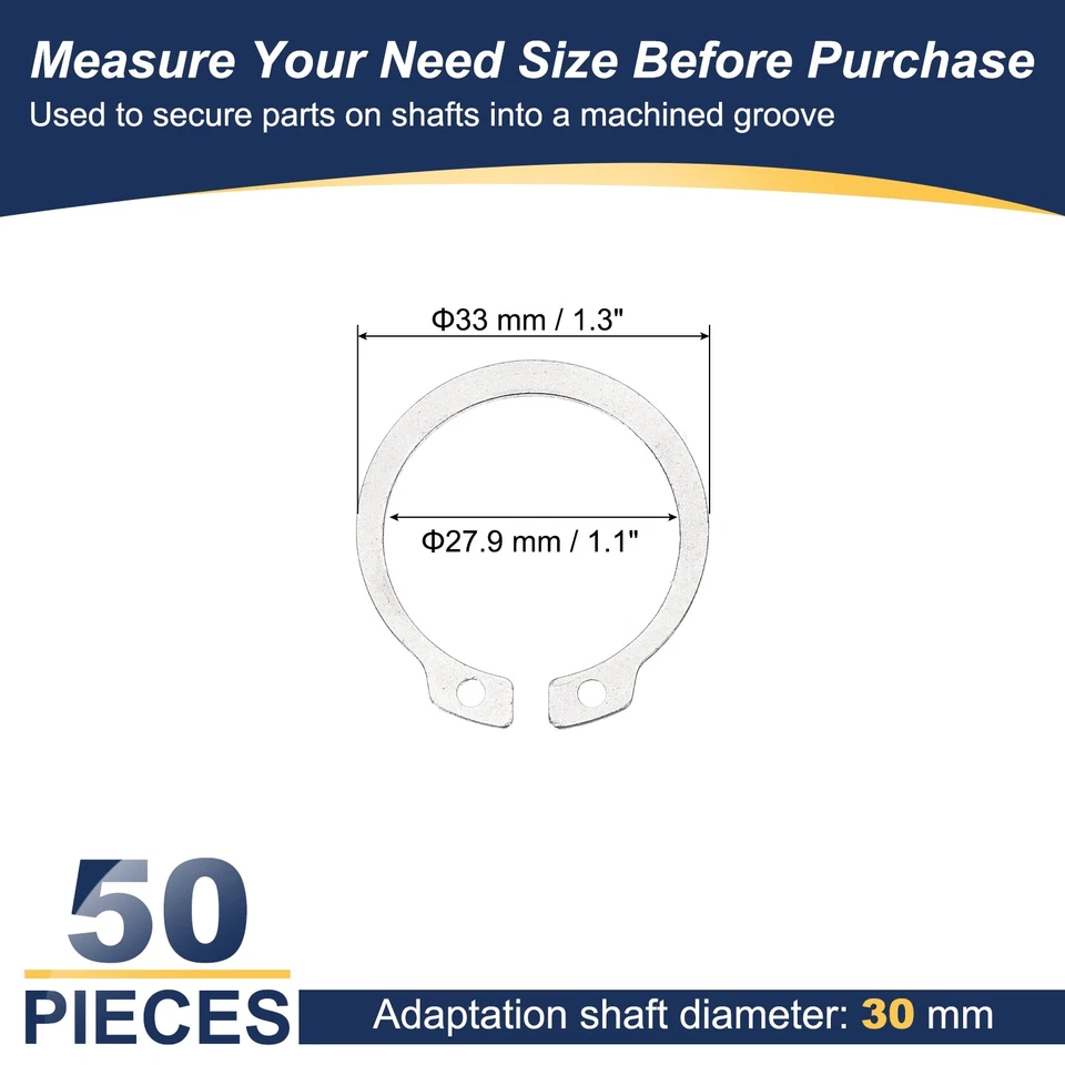 50 Pcs 33mm OD External Retaining Rings C-Clip Snap Rings Stainless Steel - Bild 2 von 4