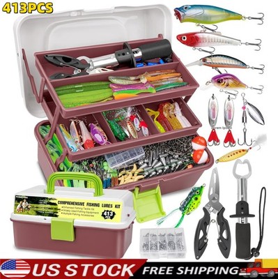 Tackle Box with Tackle Included Fishing Lures Kit Fishing Bait Lure Gear Gift 