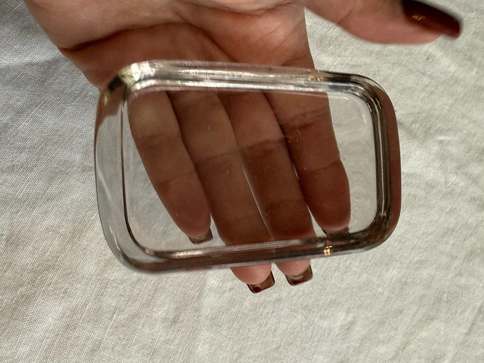 Jabonera de vidrio rectangular arte antiguo vidrio papel peso MCM DE COLECCIÓN gris claro Foto 3 de 4