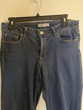 Denim Co. Women's Blue Denim Skinny Jeans Button Zip 5-Pocket Solid Dark Wash