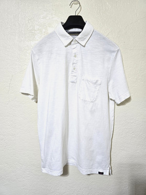 Faherty White Sunwashed Organic Cotton Polo Shirt Medium