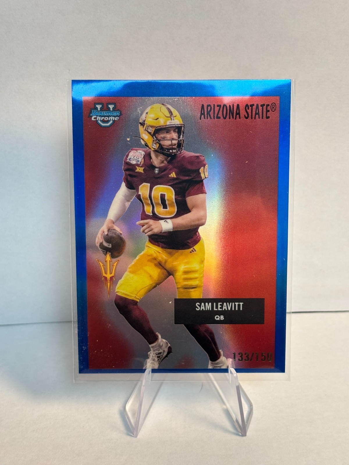 2025 Bowman U Chrome - Sam Leavitt - 1st Bowman 1955 Blue Ref /150 - ASU