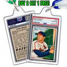 Stan Musial, 1952 Bowman Baseball Card RC #196 | Mini ƤSA 10 Keychain