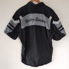 Harley Davidson Shirt Mens XL Black Mechanic Garage Shop Button Biker Moto Y2K