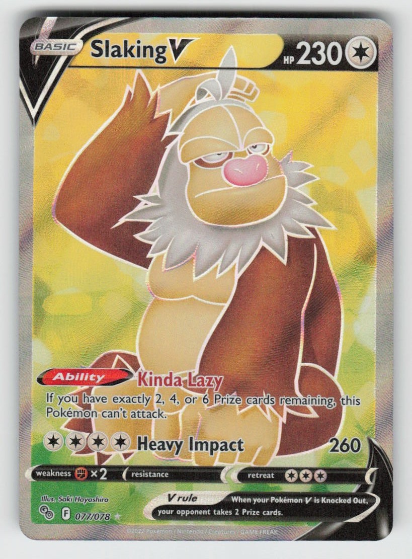 Slaking V 077/078 Ultra Rare Pokemon GO Near Mint