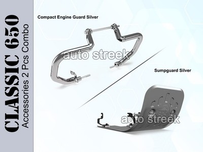 Echtes Royal Enfield Classic 650 Kompaktmotor Schutz Mit Ölwannenschutz Silber