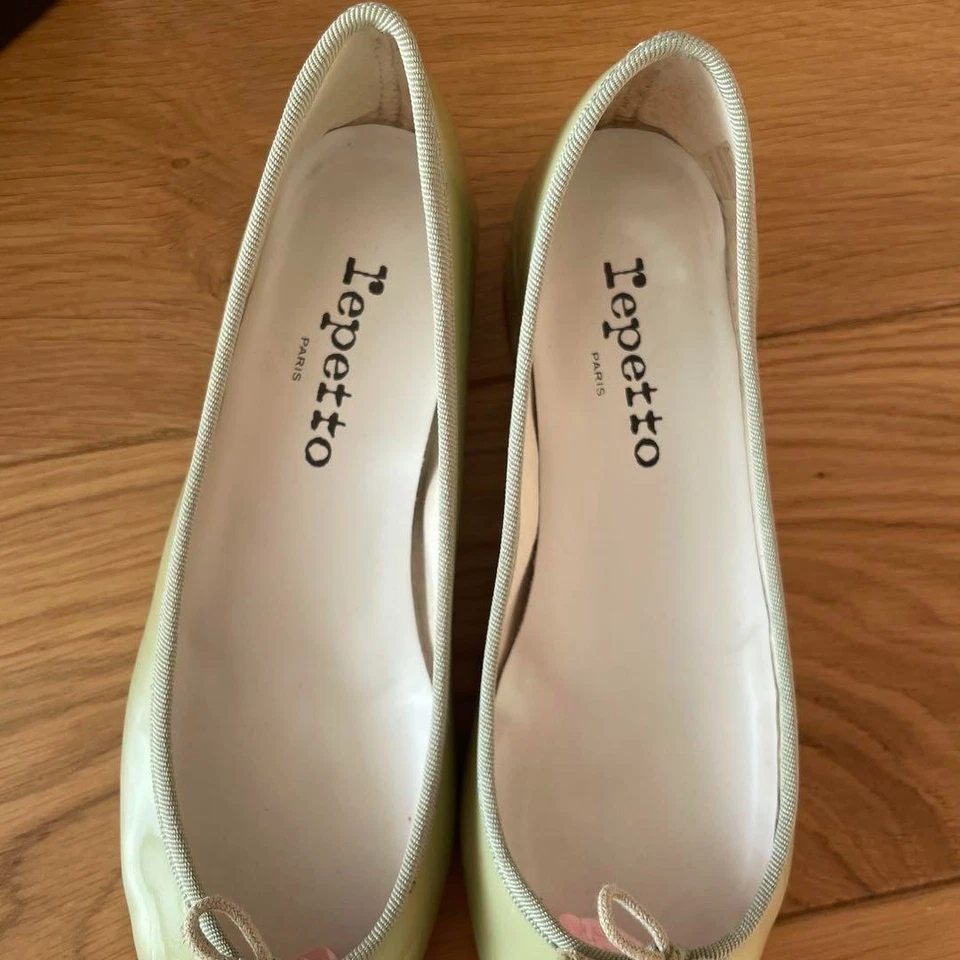 Pisos de ballet Repetto Camille cuero verde pistacho talla 37,5 EE. UU. 7-7,5 USADOS EN EXCELENTE ESTADO raros Foto 4 de 4