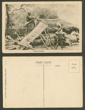 India Old Postcard Wood Cutter, Native Men at Work Woodcutter Sawing Ethnic Life