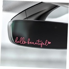 3X Hello Beautiful Rearview Mirror Decal, Vanity Mirror Hello Beautiful Pink