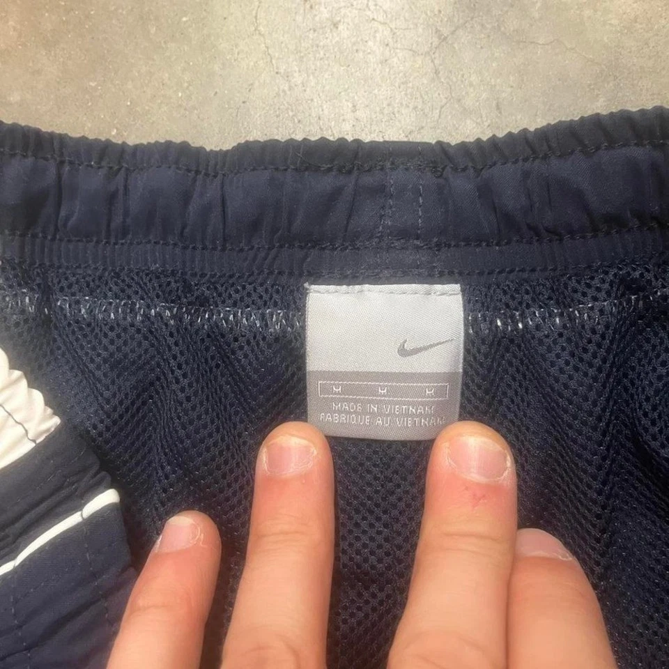 Y2K Nike Hombre Azul y Blanco Suelto Carga Pista Pantalones Plata Etiqueta Pierna Ancha Patinador M Foto 4 de 4