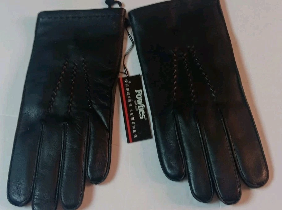 Men's 100% Cashmere Lined Genuine Leather Gloves,Black, Medium
