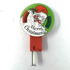VTG Christmas Tin Litho Plastic Santa Claus Push Sparking Spinner Toy Hong Kong