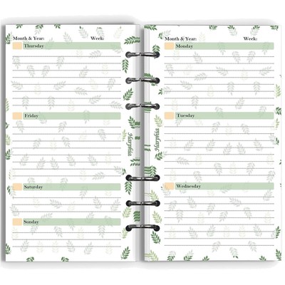 Wochenplan Wochenplaner undatierte Papier-Kit A6 Budgetordner Organizer