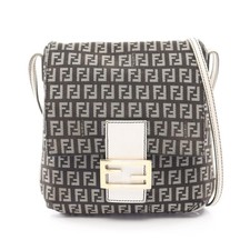 Borsa a tracolla FENDI Zucchino 8BT075 tela pelle nero bianco