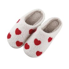 Valentines Day Slippers Fuzzy Love Heart 5.5-6 Women/4.5-5 Men Small Heart