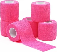 6/pk Self Adhesive Stretchable 2" x 5 Yards Bandage Rolls Wrap Pink Wound Care