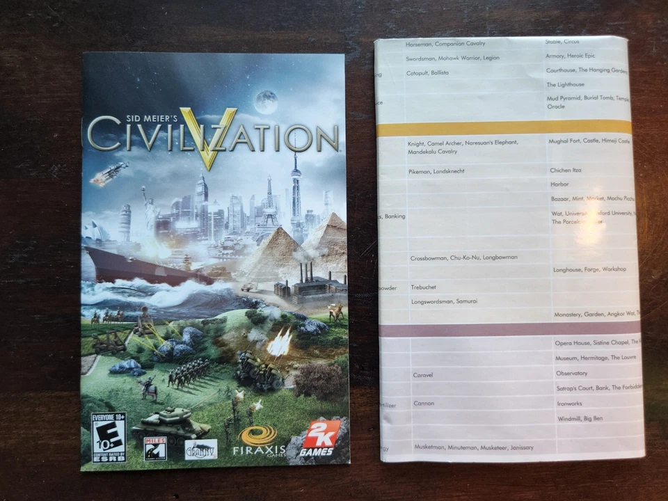 Sid Meier's Civilization V PC Windows Complete Box Chart Poster CIV 5 mier - Image 4 of 4