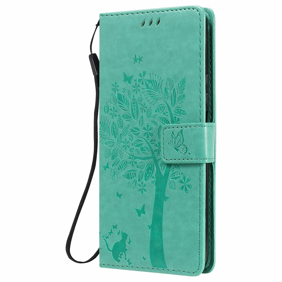 Funda tipo billetera de cuero con árbol de gato abatible para teléfono Huawei P20 P40 P30 P50 Pro Foto 3 de 4
