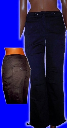 SeXy Miss Women's Girly Cargo Style Fabric Jeans Pants 38 Black NEW - Picture 2 of 2