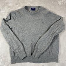 Polo Ralph Lauren Sweater Mens Hole Merino Wool Large Gray Preppy Italian Yarn