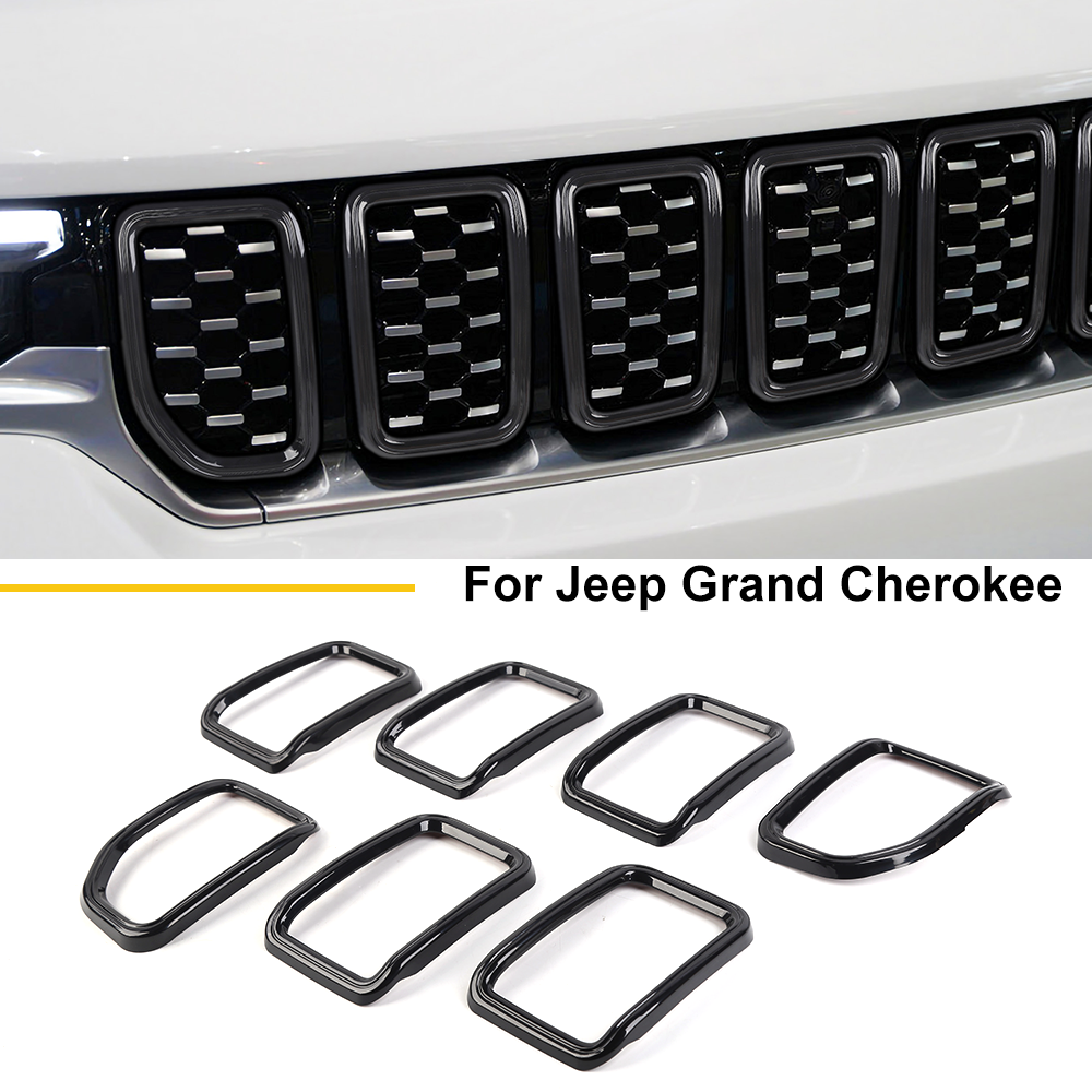 7x Black Front Grille Insert Accessories Cover Trim for Jeep