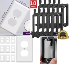 Lot Of (10) Wall Plates & (10) Fosmon Gang Low Voltage Flush Mounting Bracket