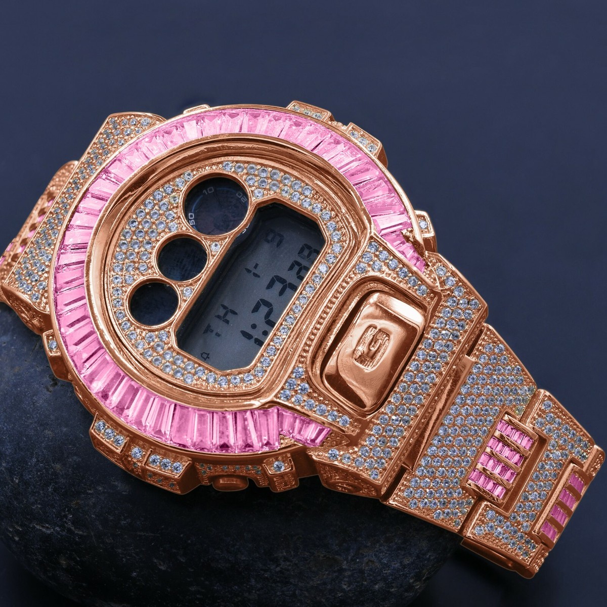 Icy Authentic Baguette Soft Baby Pink Rose Gold Casio G