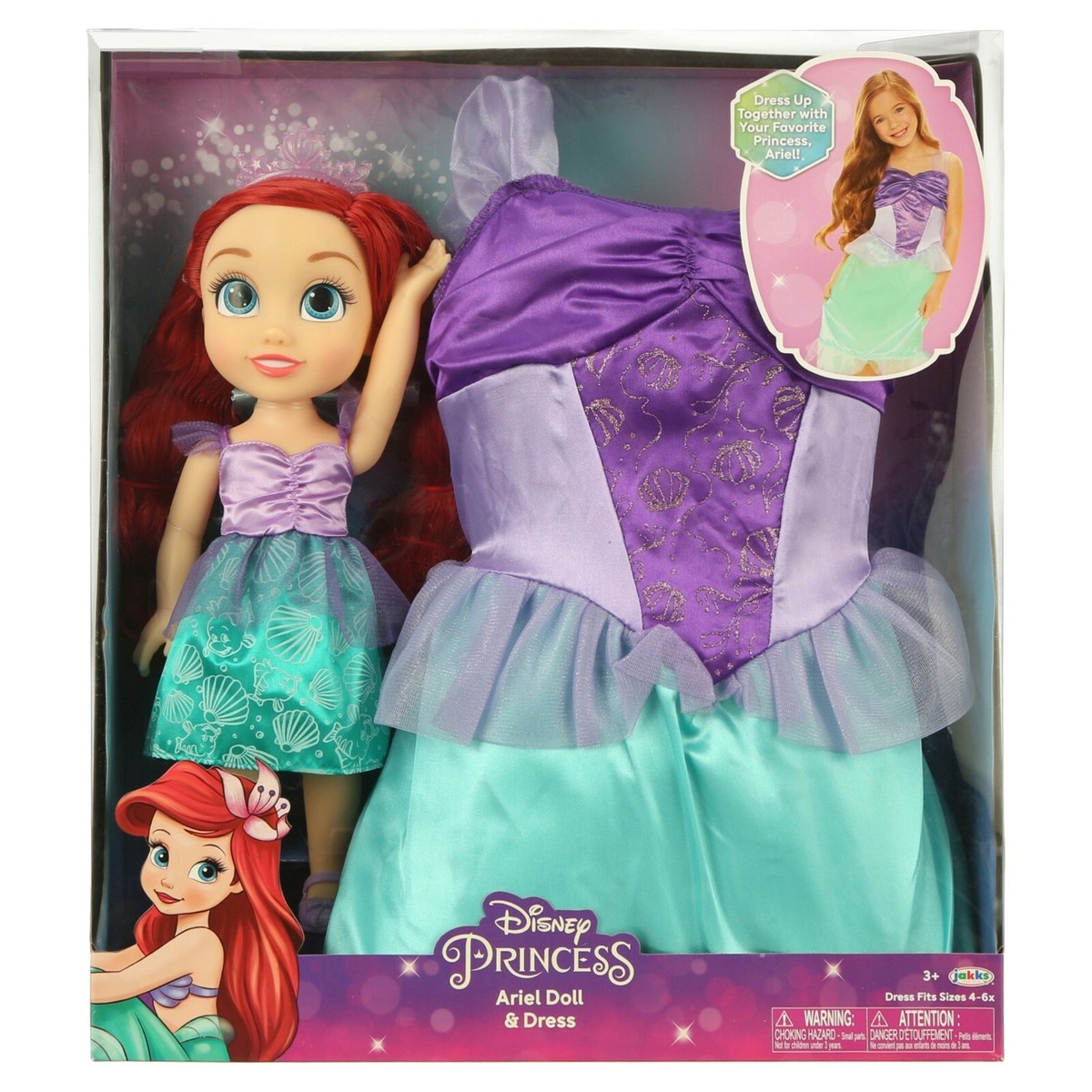 ariel doll purple dress Disney Little Mermaid Ariel Doll with Child Size Dress size 4-6x. Perfect Gift!
