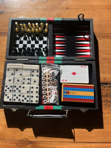 Vintage Magnetic Travel Game Set - Cards, Backgammon, Checkers, Chess, Cribbage - Photo 1/7