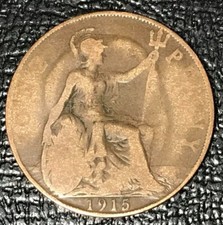 VINTAGE VERY NICE 1915 GREAT BRITAIN PENNY COIN-AGT211