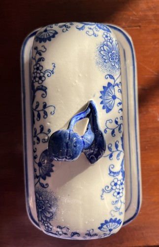 Meissen Blue Onion Covered Butter Dish W/ Arnat Japan Serveware Vtge - Picture 3 of 12