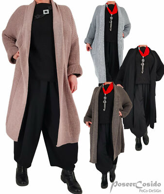 Lagenlook Strickjacke Strickjacke Schwarz 44 Überwurf Strick Jacke