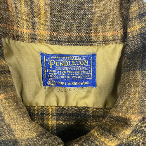 VTG Pendleton Board Shirt Mens XL 1950s Yellow Black Plaid Wool Made in USA Surf - Picture 4 of 8