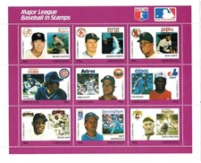 Grenada 1988 - Major League Baseball - Sheet of 9 Stamps - Scott #1664 - MNH