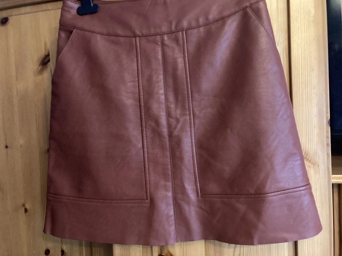 Warehouse size 6 A line Mini Skirt faux leather copper brown