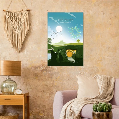 LOTR Poster - The Shire Middle Earth Travel Print, Wall Art, Vintage - Bild 6 von 8