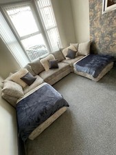 U Shape Corner Sofa London Truffle Chenille All Covers Removable & Washable