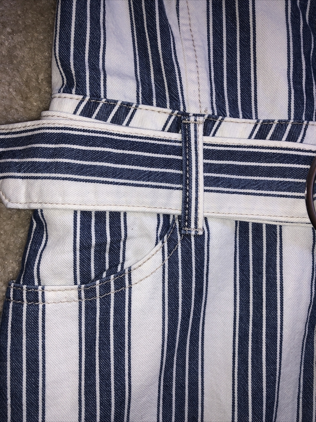 REWASH Denim Dress Jumper Overall Style Button Down Striped Belted Size S NWT