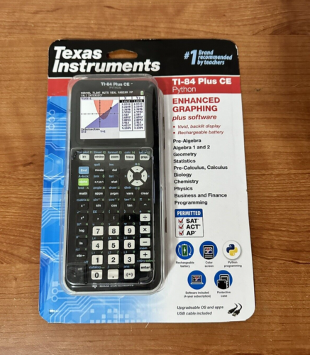 Texas Instruments TI-84 Plus Ce Color Graphing Calculator Black Nice Condition! - Afbeelding 1 van 4