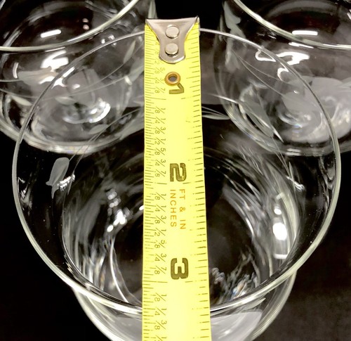 Vtg 70s Crystal Romania Tuscany Rose Bud Floral Etched Crystal Wine Glass Set 3 - Picture 10 of 10