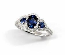 1.75Ct Blue Sapphire Oval Stone Engagement Wedding Ring In 925 Sterling Silver