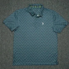 William Murray Shirt Mens Large Blue Green Keep Em Coming Performance Golf Polo