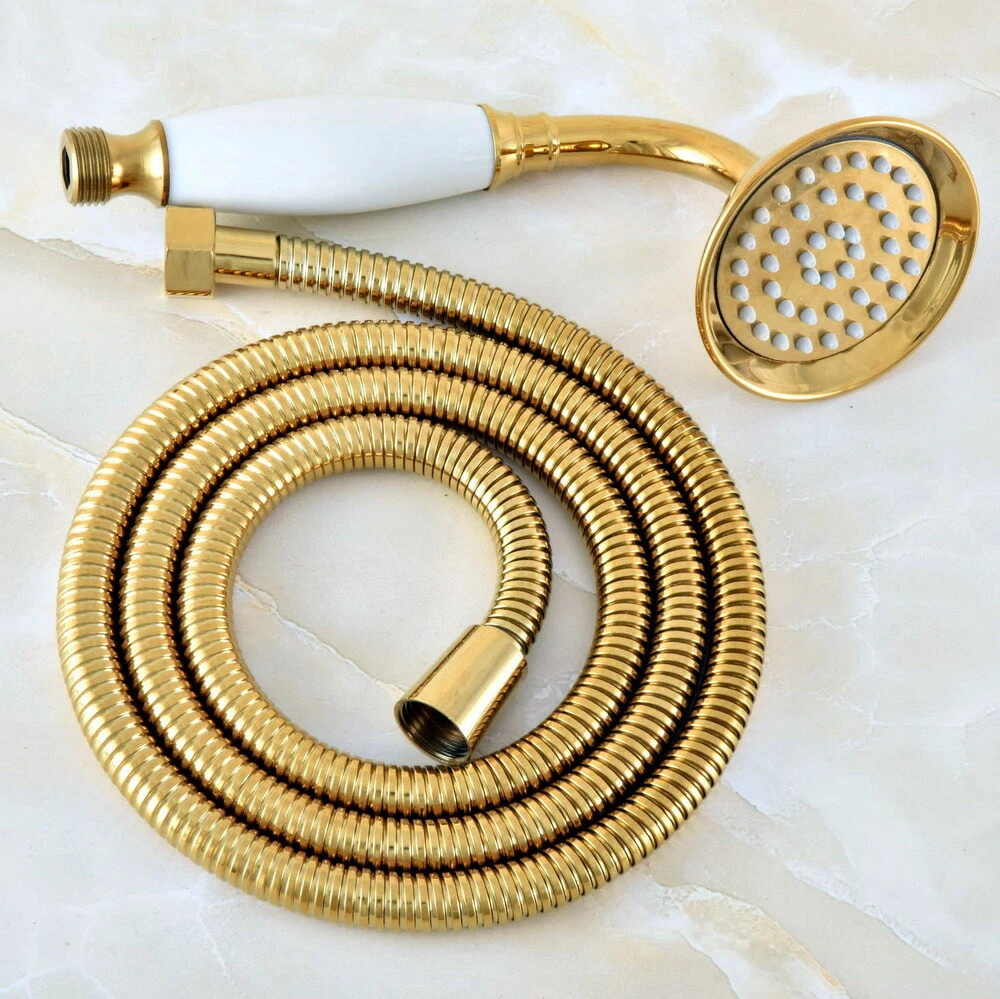 Gold Polished Hand shower sets ceramics Hand Shower Head +1.5M shower hose pipe