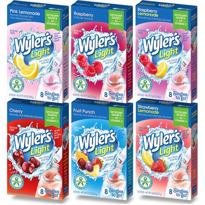Wyler's Light Singles To Go Drink Mix Variety 6 Pack Pink Lemonade Strawberry...