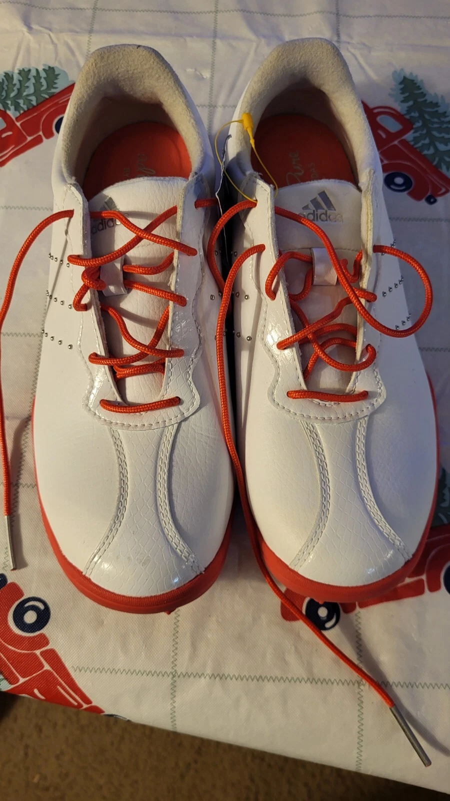 Scarpe da golf Adidas donna taglia 5 bianco arancione Adipure DC. Nuovo con etichetta