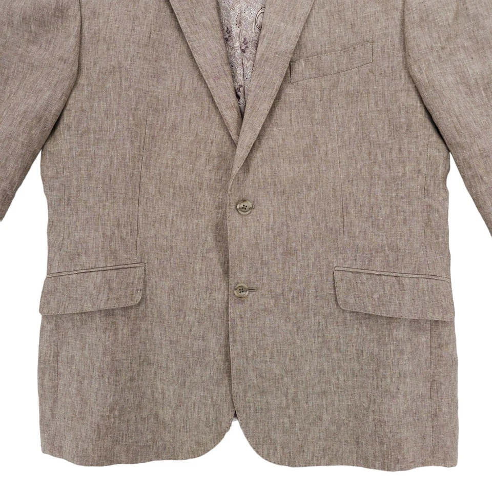 Abrigo Blazer Chaqueta JOSEPH ABBOUD 100% Lino Deportivo Marrón Tejido Usado en Excelente Condición Talla 44 R Foto 3 de 4