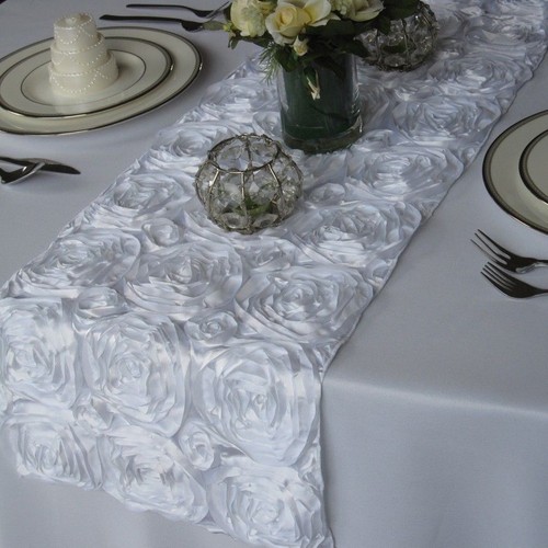 10 Rosette Satin Table Runners 12" x 108" 20 Colors Ribbon Grandiose Rose Spiral - Picture 14 of 20